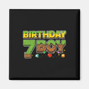 Aimant T-shirt pixel drôle garçon d'anniversaire 7e anniv