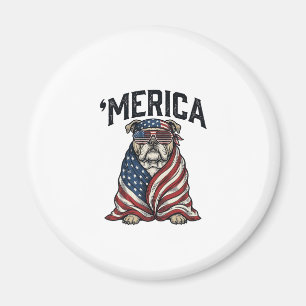 Aimant T-shirt vectoriel vintage 'Merica Bulldog patrioti