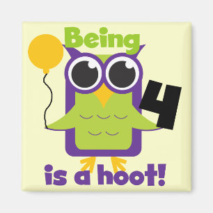 Aimant T-shirts et cadeaux 4e anniversaire de Hoot Owl