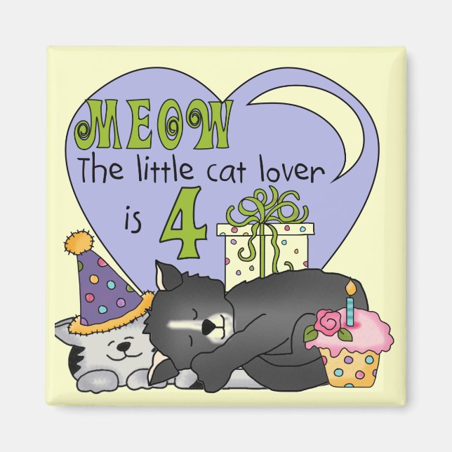 Aimant T-shirts et cadeaux Amoureux de les chats 4e anniv (Devant)