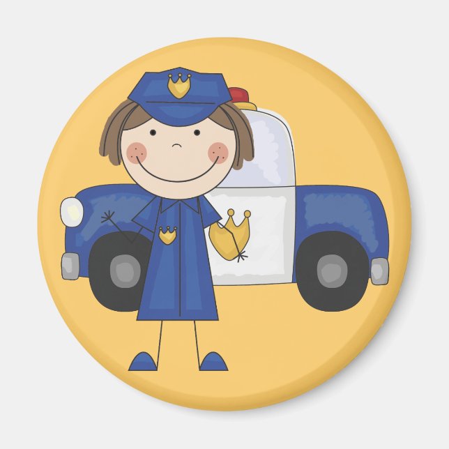 Aimant T-shirts et cadeaux d'agente de police féminine (Devant)