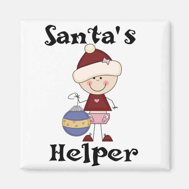 Aimant T-shirts et cadeaux d'aide de Girl Père Noël (Devant)
