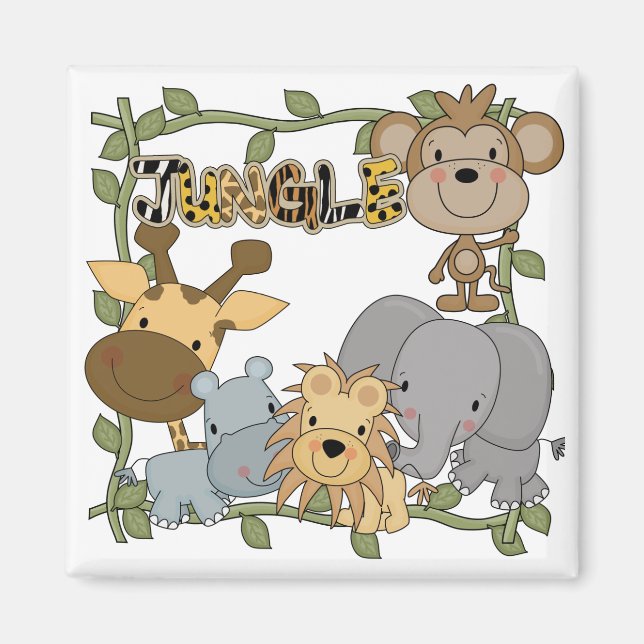 Aimant T-shirts et cadeaux d'animaux de jungle de bébé (Devant)