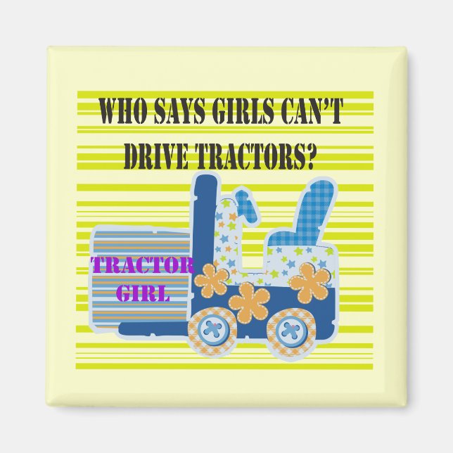 Aimant T-shirts et cadeaux de fille de tracteur (Devant)