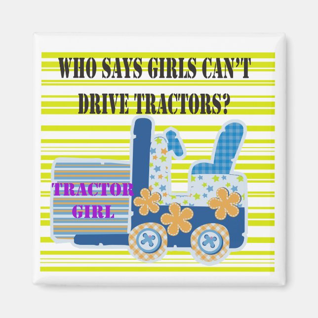 Aimant T-shirts et cadeaux de fille de tracteur (Devant)