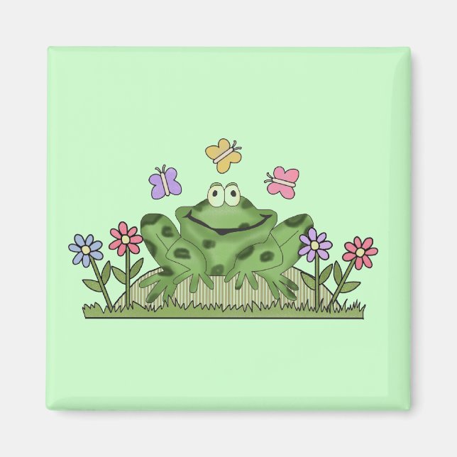 Aimant T-shirts et cadeaux de grenouille de jardin fleuri (Devant)