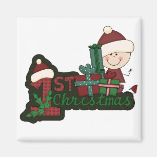 Aimant T-shirts et cadeaux de Noël de bébé d'Elf premi