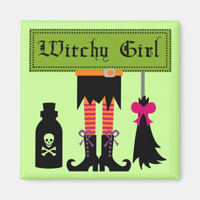 Aimant T-shirts et cadeaux d'Halloween Witchy Girl (Devant)