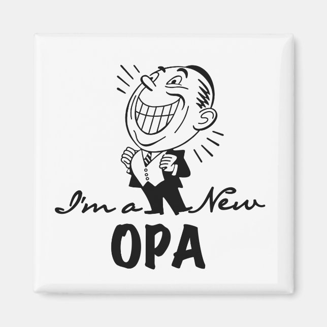 Aimant T-shirts et cadeaux en nouvel opa souriants (Devant)