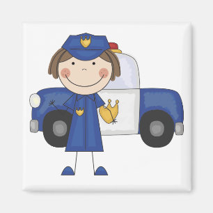 Aimant T-shirts et cadeaux femelles de policier