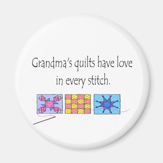 Aimant T-shirts et cadeaux Grandma's Quilts. (Devant)