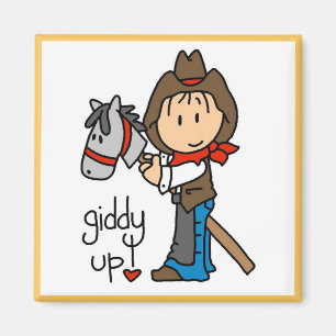 Aimant T-shirts et cadeaux hauts étourdis de cowboy