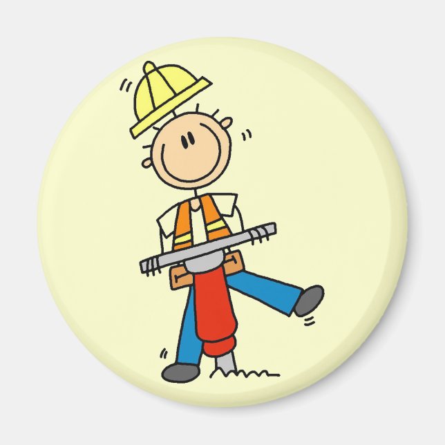Aimant T-shirts et cadeaux Jack Hammer de construction (Devant)