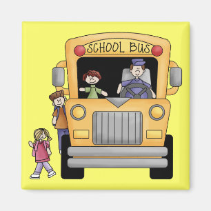 Aimant T-shirts et cadeaux jaunes d'autobus scolaire