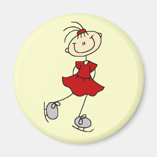 Aimant T-shirts et cadeaux Red Girl Ice Skater