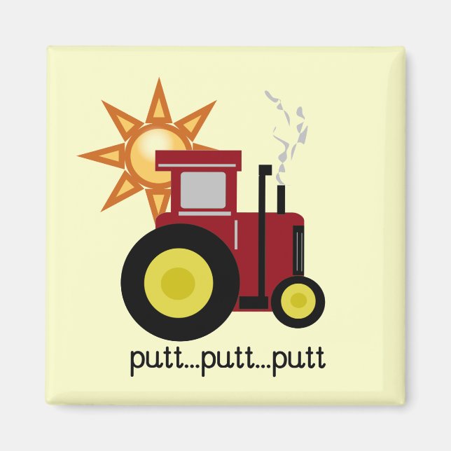 Aimant T-shirts et cadeaux rouges de tracteur de ferme (Devant)