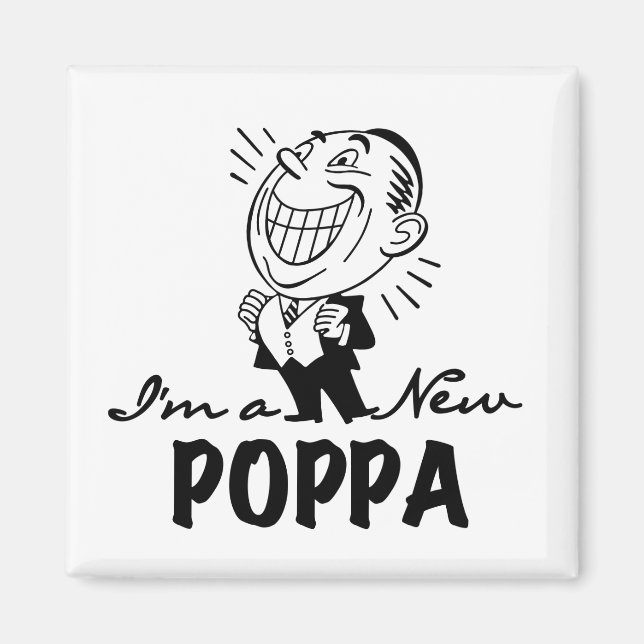 Aimant T-shirts et cadeaux Smiling New Poppa (Devant)