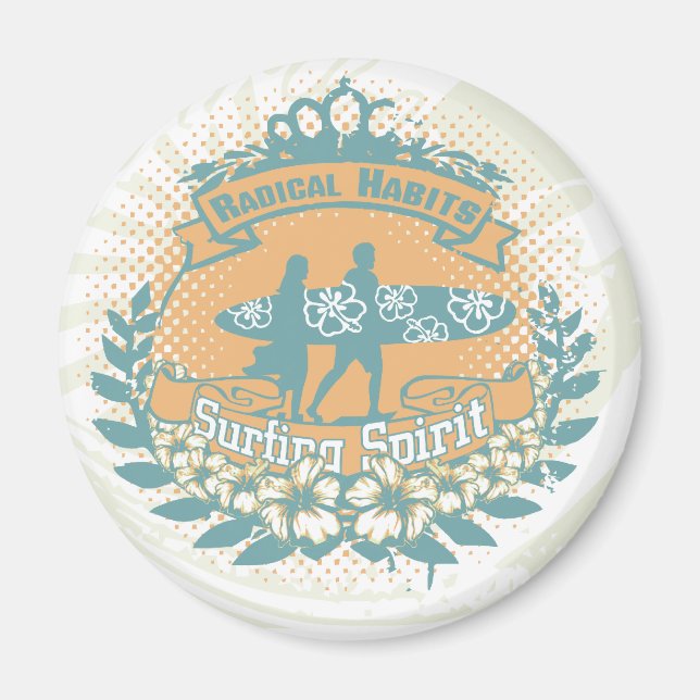 Aimant T-shirts et cadeaux Surfing Spirit (Devant)