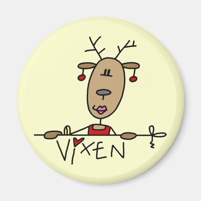 Aimant T-shirts et cadeaux Vixen Reindeer (Devant)