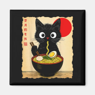 Aimant T-shirts graphiques drôles de chats japonais Ramen