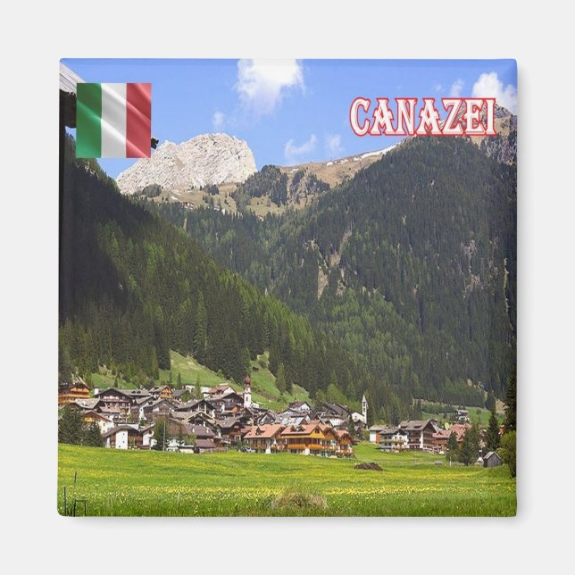 Aimant TAA058 CANAZEI Panorama, Italie, Frigo (Devant)