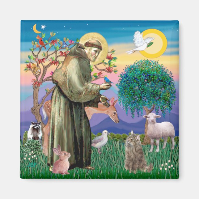 Aimant Tabby Norwegian Forest Cat - St Francis (Devant)