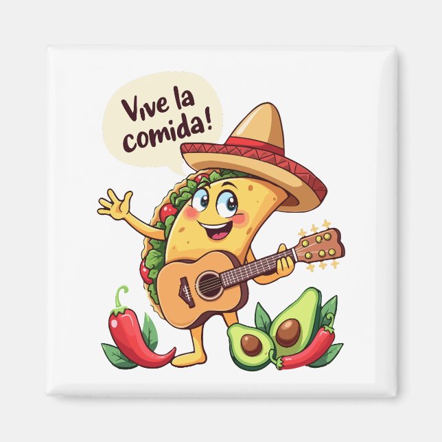 Aimant Taco Fiesta mit Gitarre und hispanischem Flair (Devant)