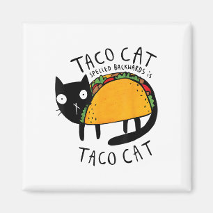 Aimant Tacocat épelé à l'envers Funny Taco Cat Cinco De