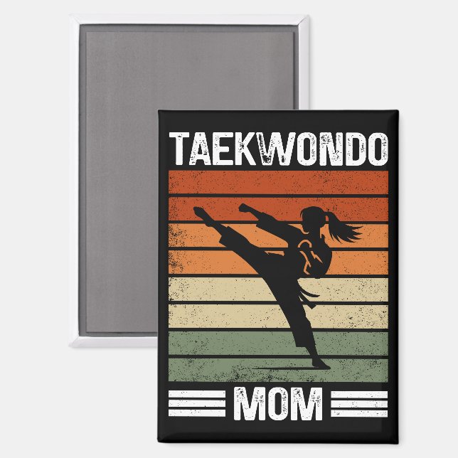 Aimant Taekwondo Maman Retro Martial Arts Maman Cadeau (Recto/Verso)