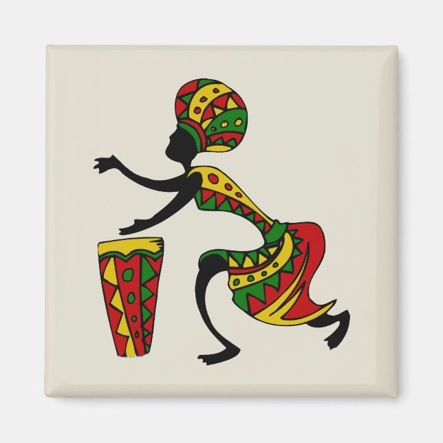 Aimant tambour africain Animé (Devant)