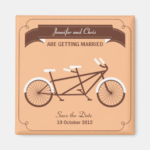 Aimant Tandem Bicycle moderne Beige Enregistrer la date