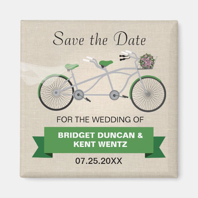 Aimant Tandem Green Bicycle Enregistrer la date (Devant)