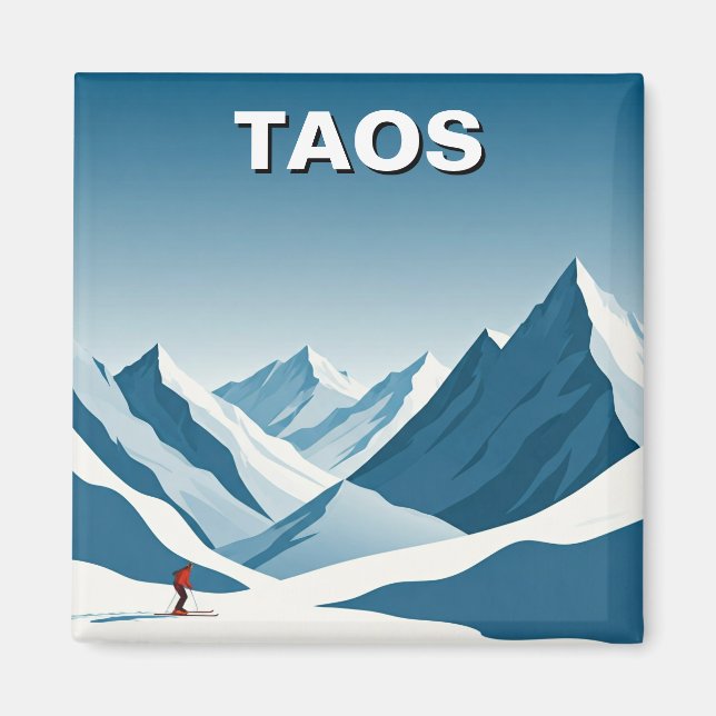 Aimant Taos Nouveau-Mexique Ski Skier Voyage (Devant)