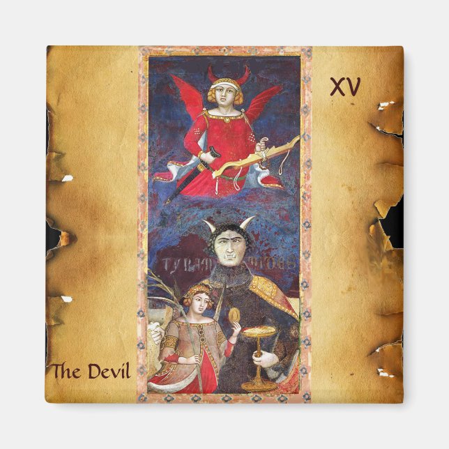 AIMANT TAROTS DE RENAISSANCE ANTIQUE 15 /LE DIABLE (Devant)