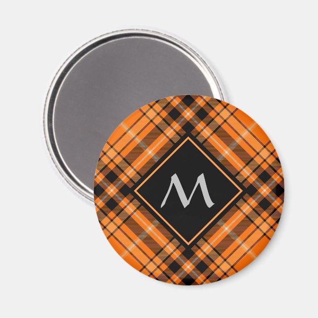 Aimant Tartan orange d'Halloween (Recto/Verso)