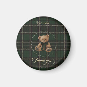 Aimant Tartan Vert Ours en Peluche