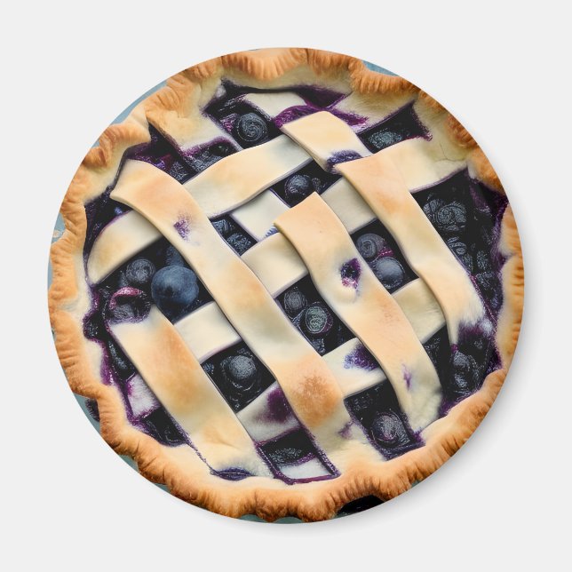 Aimant Tarte aux bleuets avec croûte fantaisie (Devant)