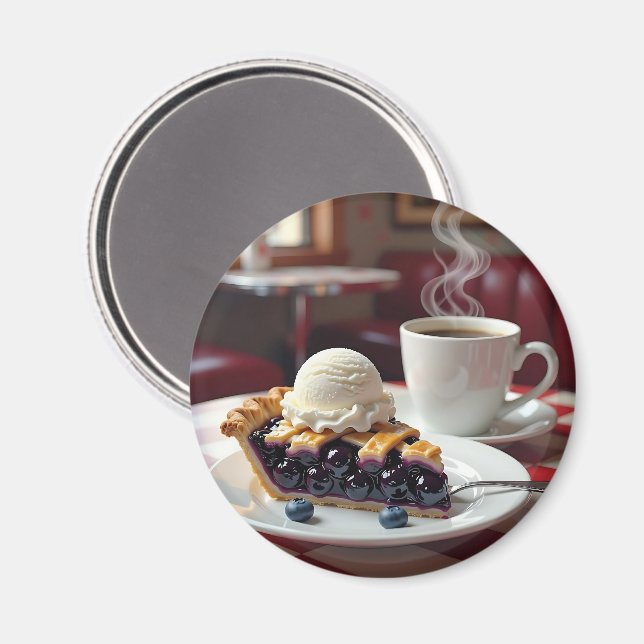 Aimant Tarte aux bleuets, crème glacée et café (Recto/Verso)