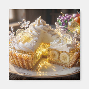 Aimant Tarte crémeuse à la banane en cristal étincelant