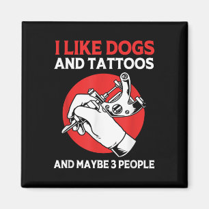 Aimant Tatouage Artiste Tatouage Encre J'Aime Chiens Et T