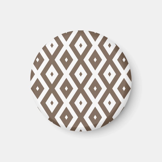 Aimant Taupe motif diamant brun et blanc (Devant)