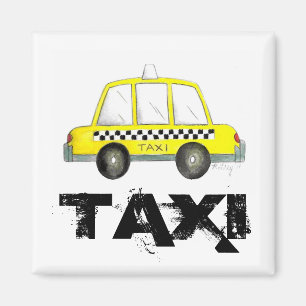 Aimant Taxi NYC Jaune New York Ville À damiers voiture