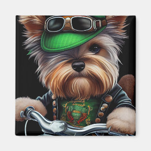 Aimant Tchiène Terrier Chien Conduisant Vélo Saint-Patric