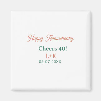 Aimant Tchin 40 joyeux anniversaire orange nom date