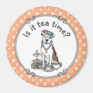 Aimant Tea Party Pit Bull (lt brindle white 3) chien mign
