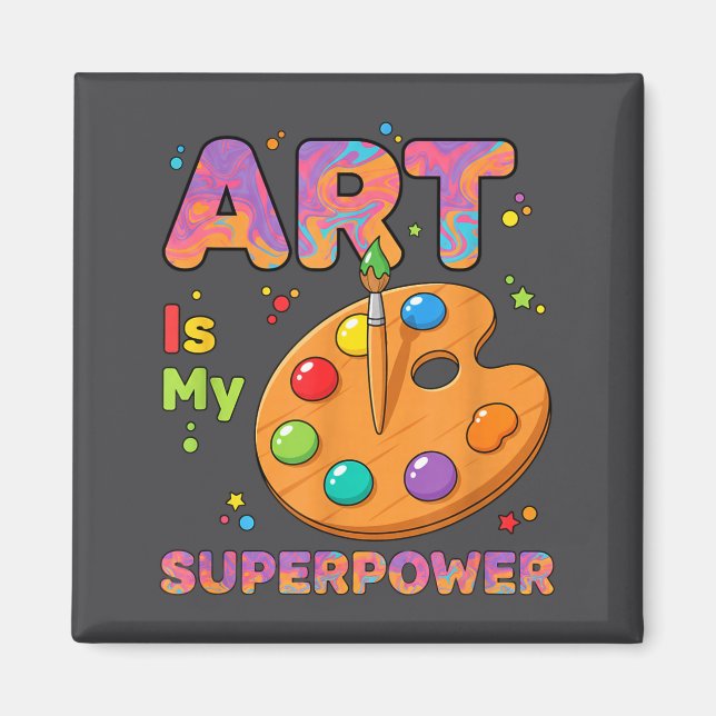 Aimant Teacher - Art Is My Superwer Art Teacher Drawing P (Devant)