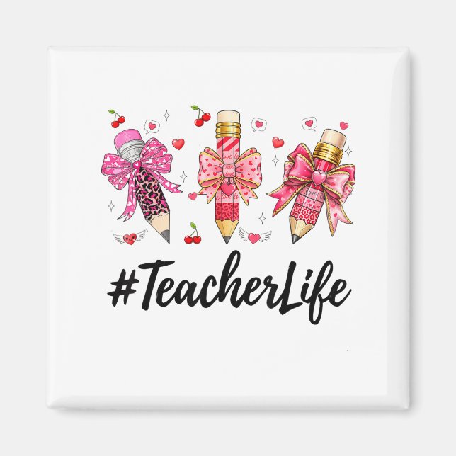 Aimant Teacher Valentine Coquette Bow Teacher Valentines  (Devant)