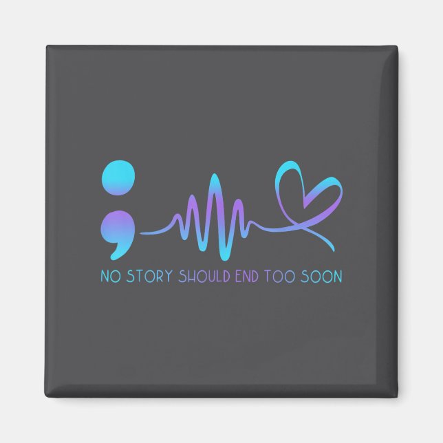Aimant Teal &amp; Purple Semicolon Suicide Prevention Awa (Devant)