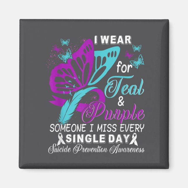 Aimant Teal And Purple Ribbon Suicide Prevention Awarenes (Devant)