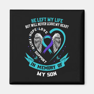 Aimant Teal And Purple Suicide Awareness Ribbon In Memory